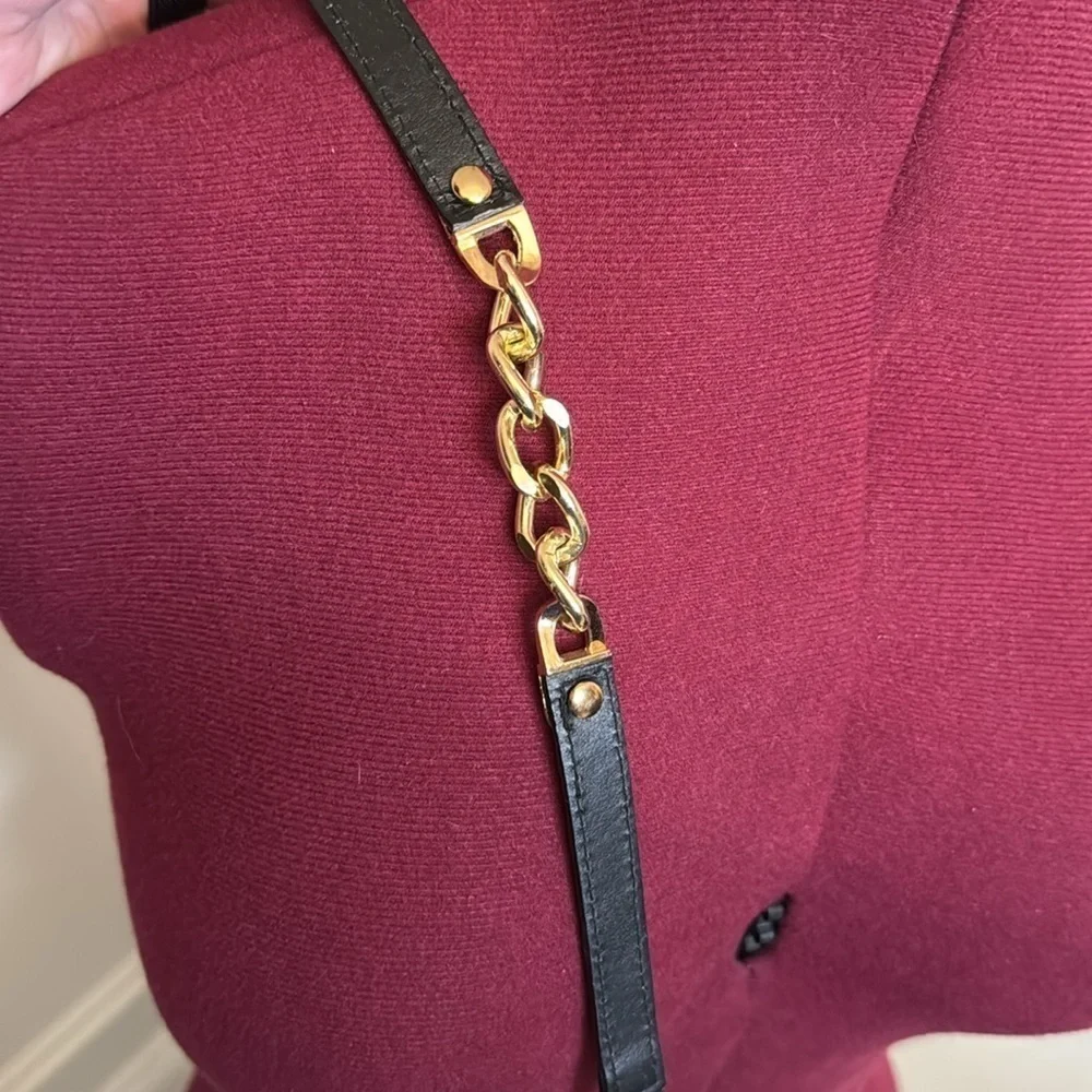 Black and gold chain button back waist belt
